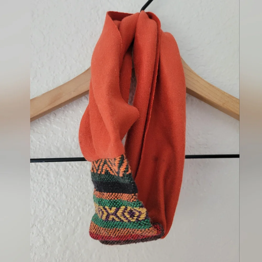 orange and multicolor stitched headband